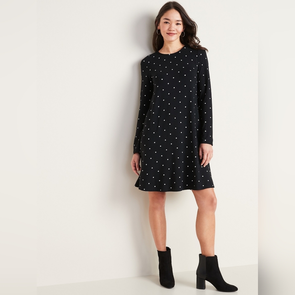 Old Navy Long-Sleeve Jersey-Knit Swing Dress for Women NEW XL